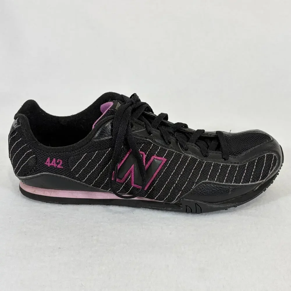 New Balance 442 Running Shoes Womens 8 Black Purple Sneakers Trainers WL442GGP